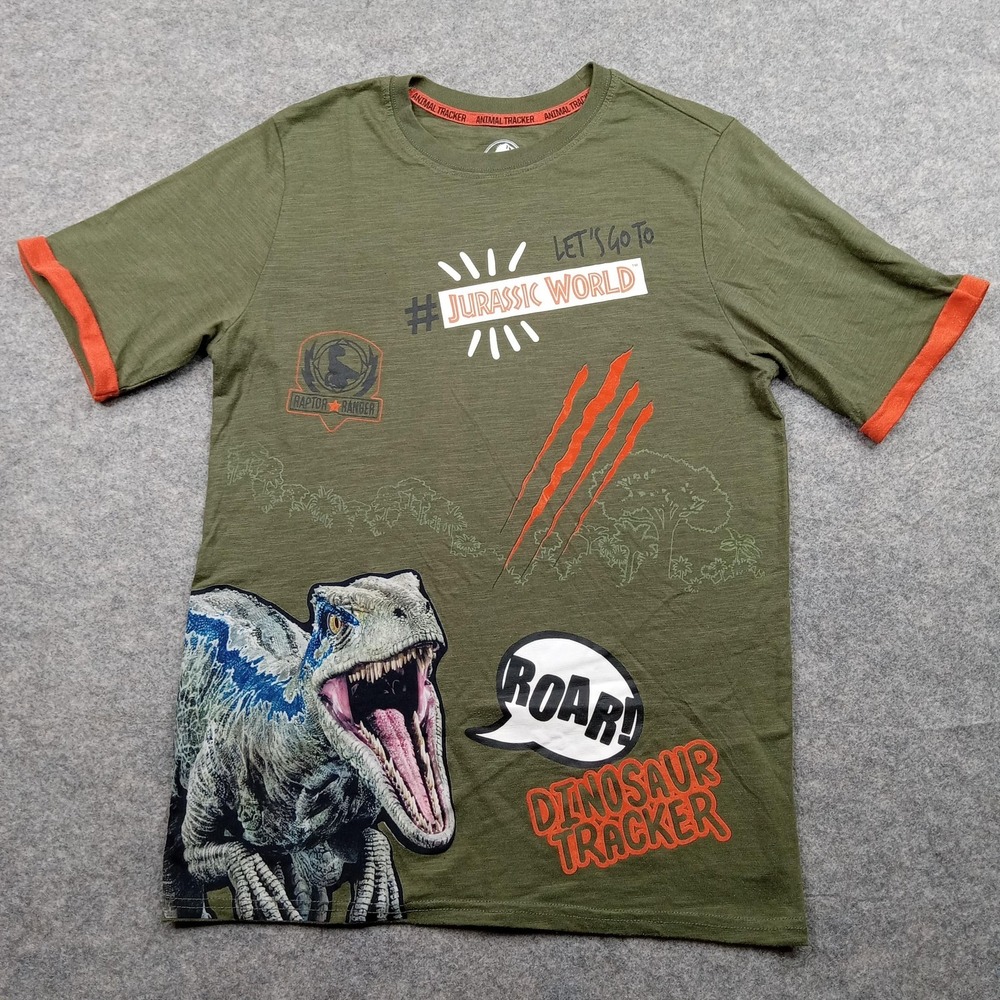 Jurassic World Shirt Boys 2XL Graphic Dinosaur Tracker Roar Raptor Movie Youth
